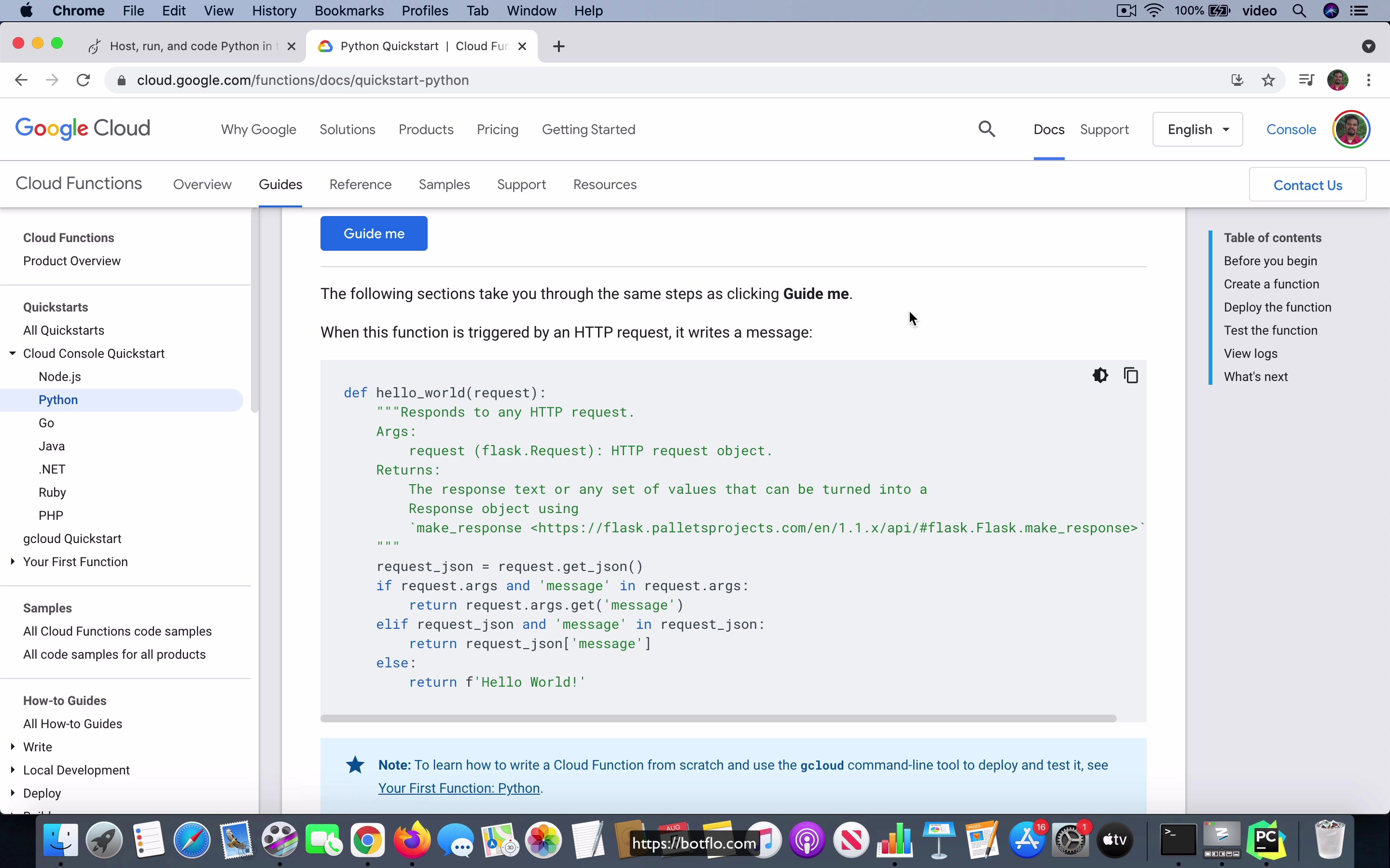 Hosting the middleware code on Google Cloud